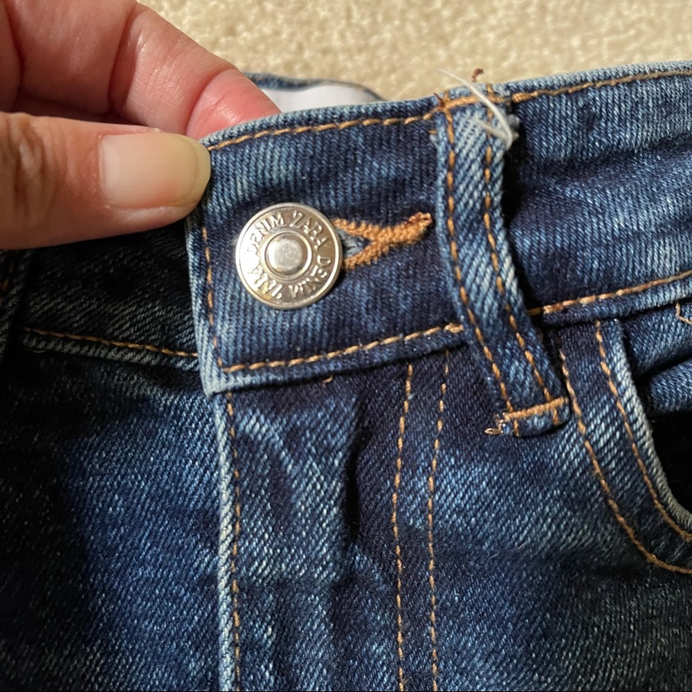 Zara Denim Cutoff High Rise Short Frayed Hem Med Wash Ecological Grown Cotton-2 - Picture 5 of 7